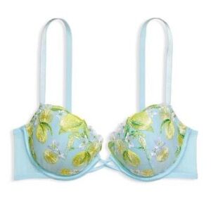 Victoria's Secret Dream Angels Lemon Embroidery Demi Bra in Blue Size 38DDD